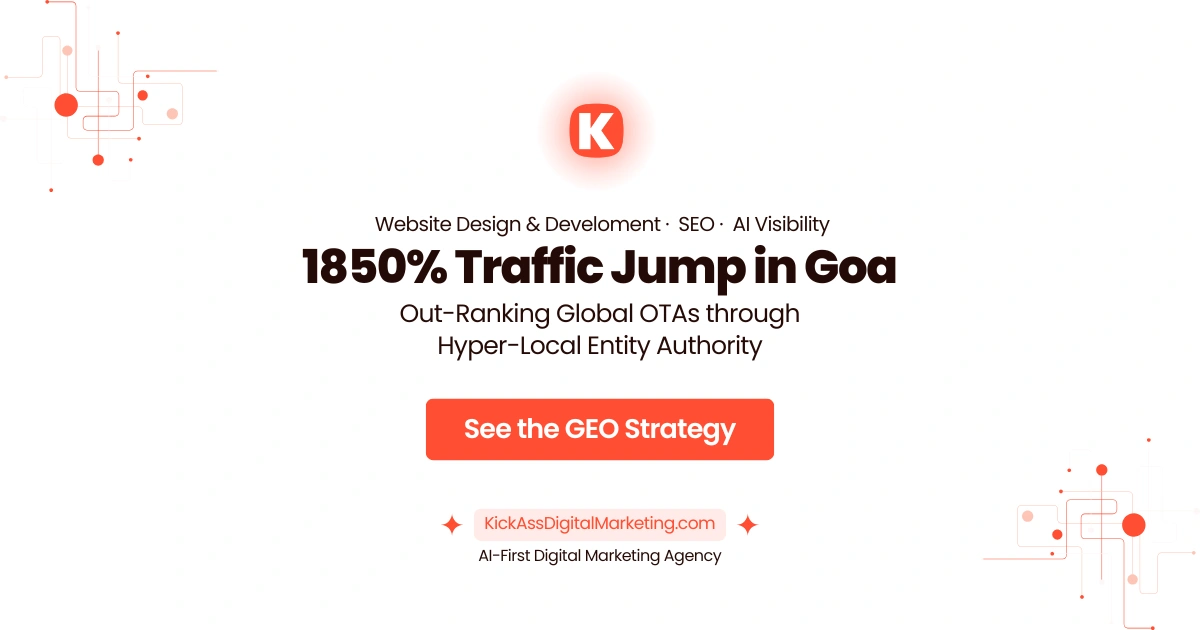 Localvibe.in Goa hospitality case study: 1850% traffic surge using Entity Authority to out-rank global OTAs.